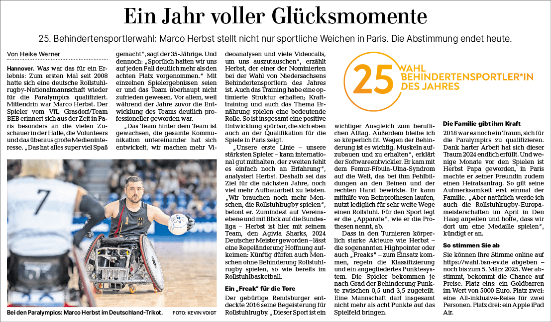 Hannoversche Allgemeine Zeitung vom 05.03.2025: Portrait Marco Herbst