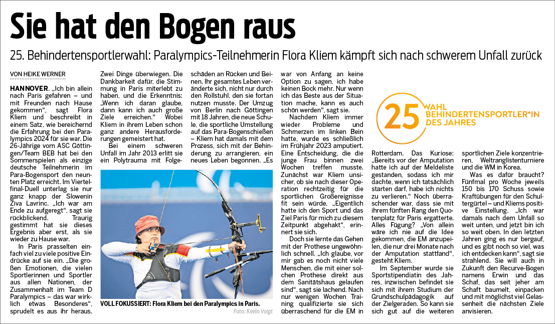 Neue Presse vom 26.02.2025, Portrait Flora Kliem