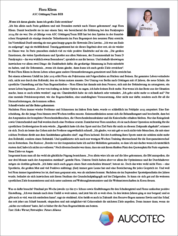 Neuer Start 1/2025, Portrait Flora Kliem