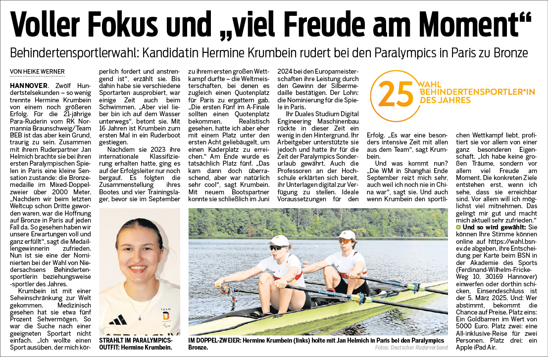 Neue Presse vom 19.02.2025: Portrait Hermine Krumbein