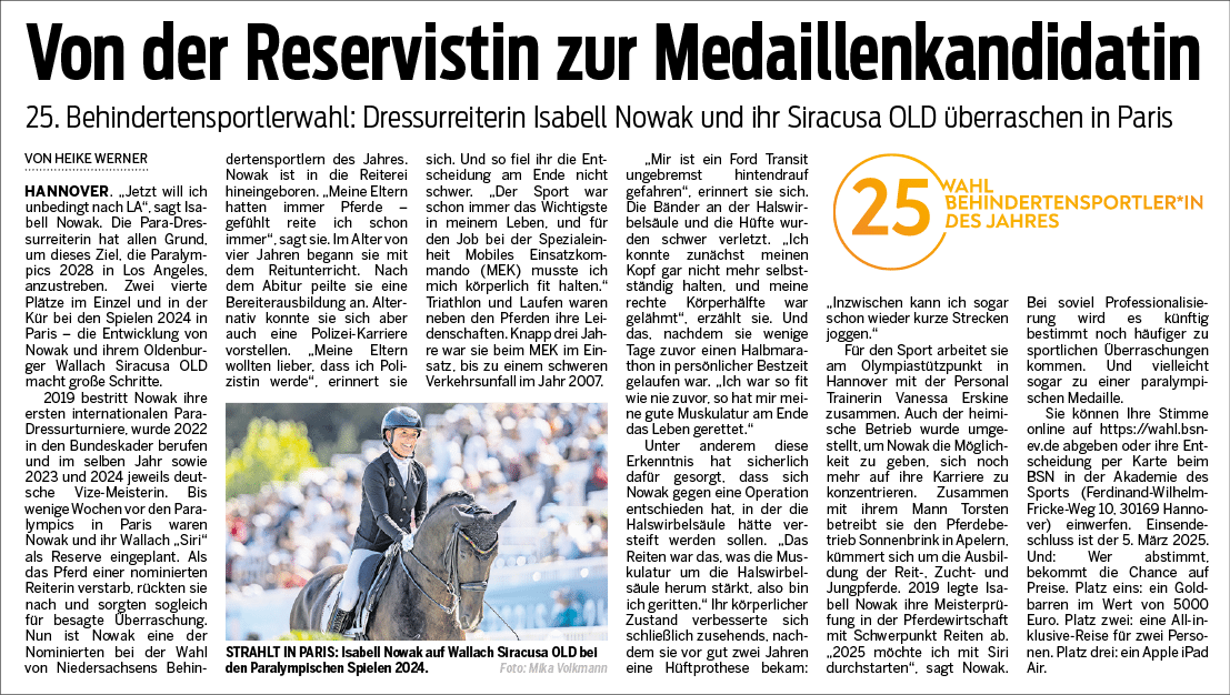 Neue Presse vom 04.03.2025, Portrait Isabell Nowak