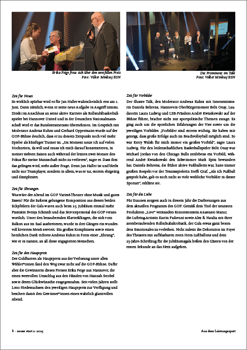 Neuer Start 2/2025, Bericht von der Gala