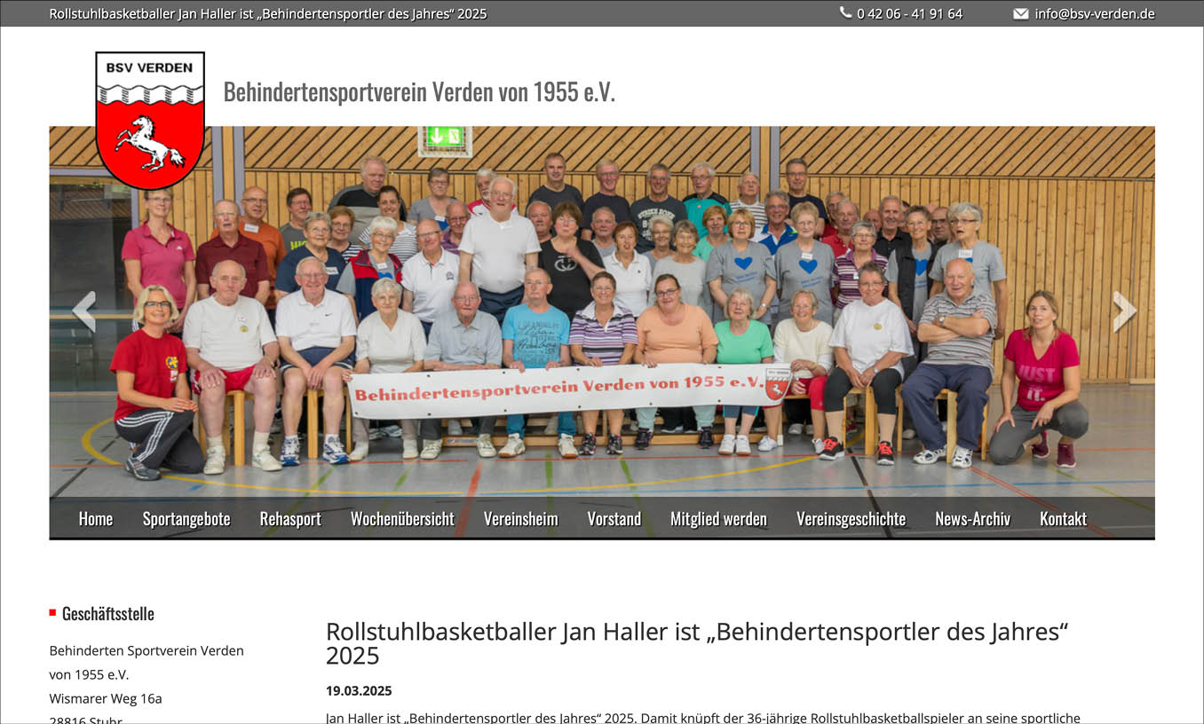 BSV Verden online vom 14.03.2025 – Bericht von der Gala und ber den Behindertensportler des Jahres 2025 Jan Haller